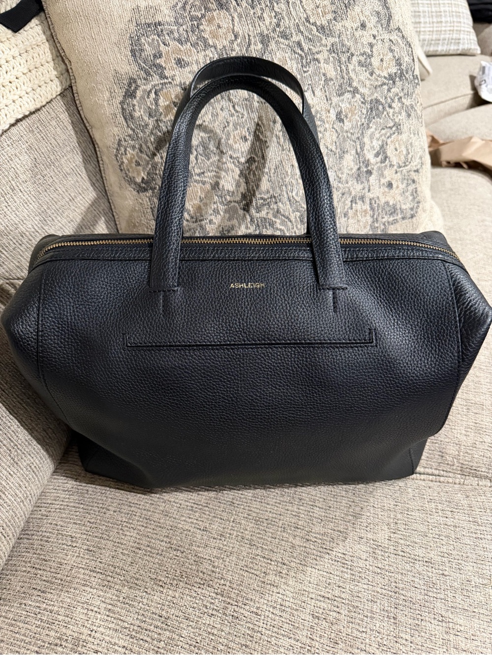 Cuyana Black Pebbled Leather Weekender Duffel Bag Gold Hardware EUC